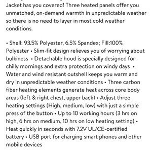 Ororo size medium, black, women’s heated jacket.